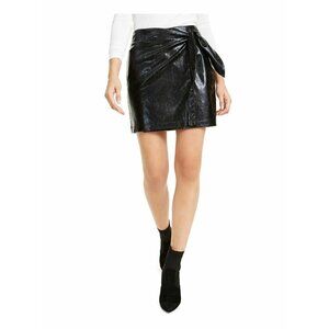 Boutique Leyden Black Snake Bow Wrap Mini Skirt M